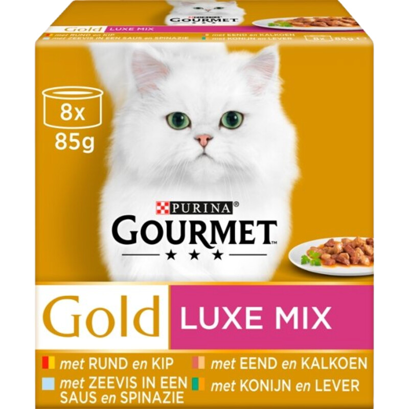 Een afbeelding van Gourmet Gold luxe mix met rund kip zeevis eend