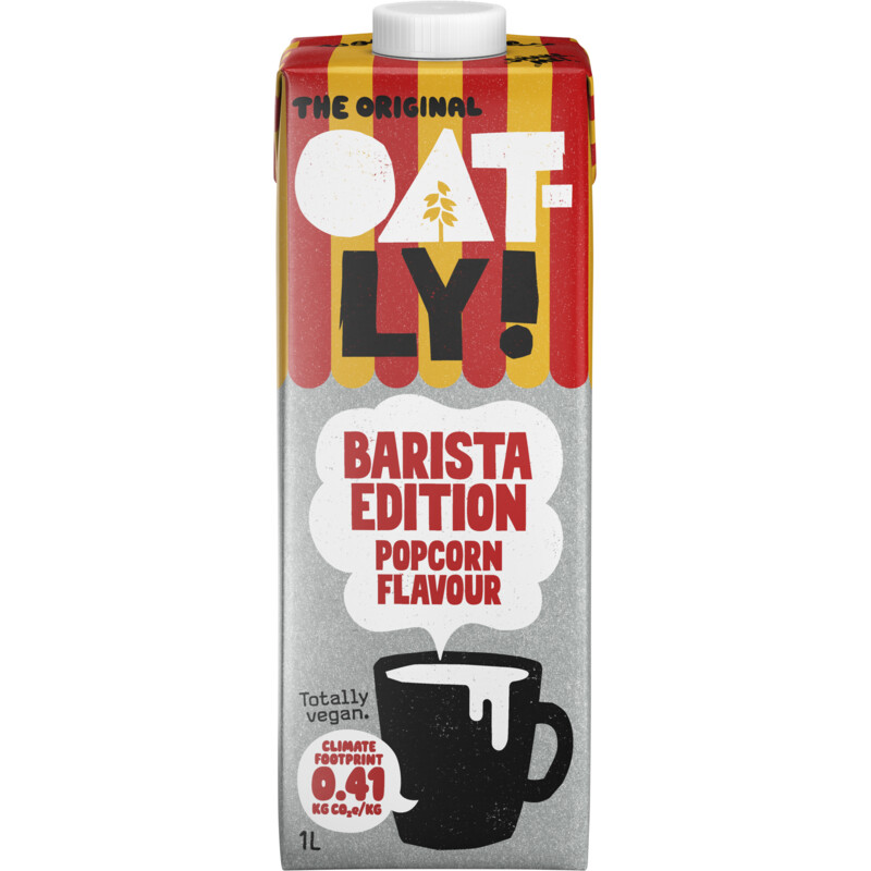 Een afbeelding van Oatly! Barista popcorn