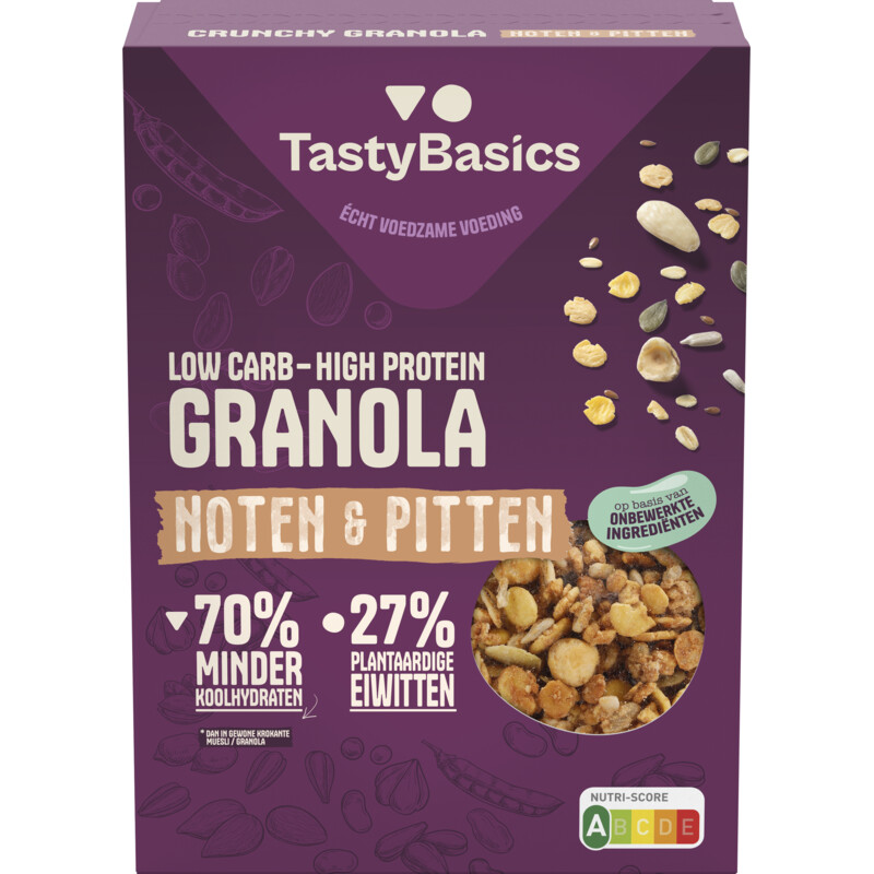 TastyBasics Low carb-high protein granola noten