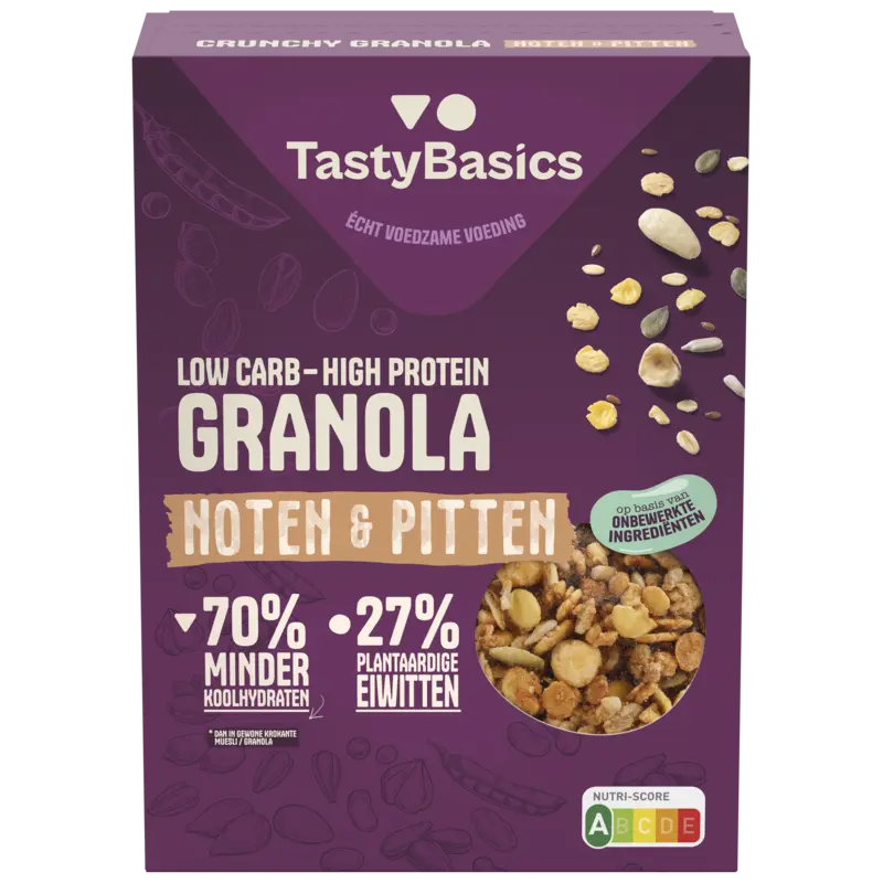 TastyBasics Low carb-high protein granola noten
