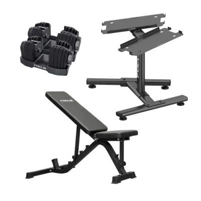 pdp-image-Focus Fitness Dumbbells 2x + trainingsbank + standaard