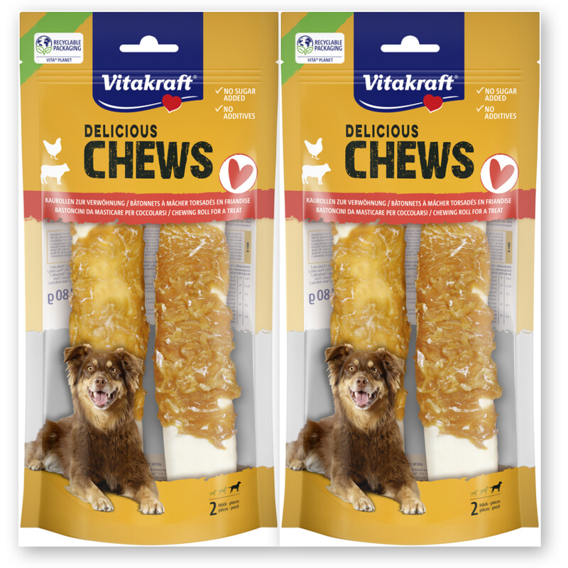 Vitakraft Delicious chews kauwrollen kip 2-pack