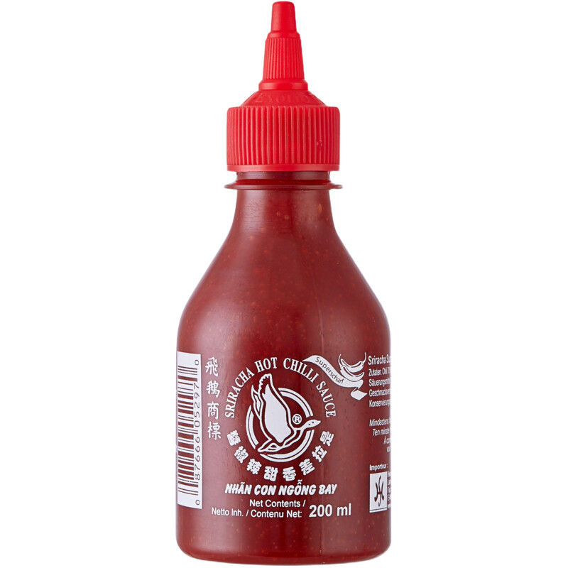 Een afbeelding van Flying Goose Sriracha super hot chili sauce
