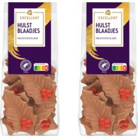 Een afbeelding van AH Excellent Hulstblaadjes van melkchocolade 2-pack