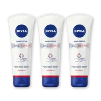 NIVEA 3in1 repair handcreme 24u hydratatie 3pk
