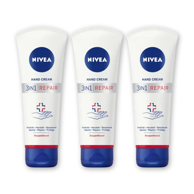 NIVEA 3in1 repair handcreme 24u hydratatie 3pk