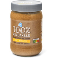 Een afbeelding van AH 100% Pindakaas met stukjes pinda