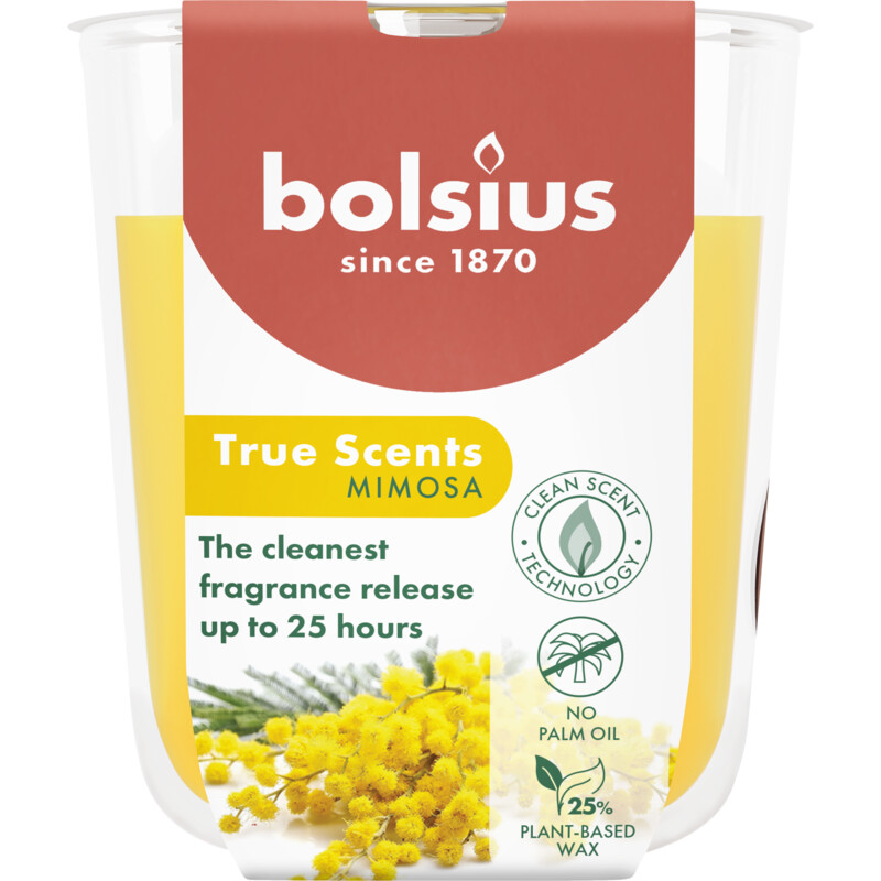 Een afbeelding van Bolsius True scents geurglas mimosa 8cm