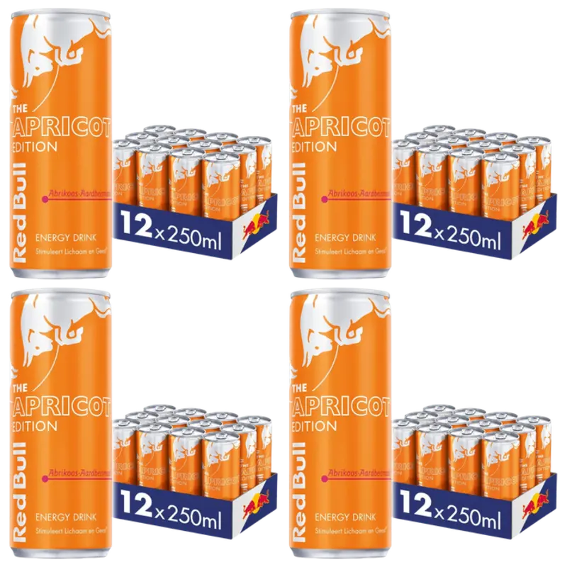 Energy drink abrikoos-aardbei 4x 12-pack