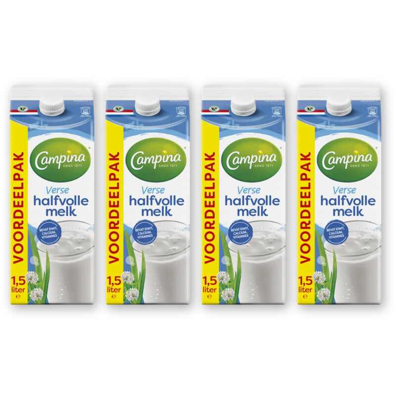 Campina Halfvolle melk voordeelverpakking 4-pack