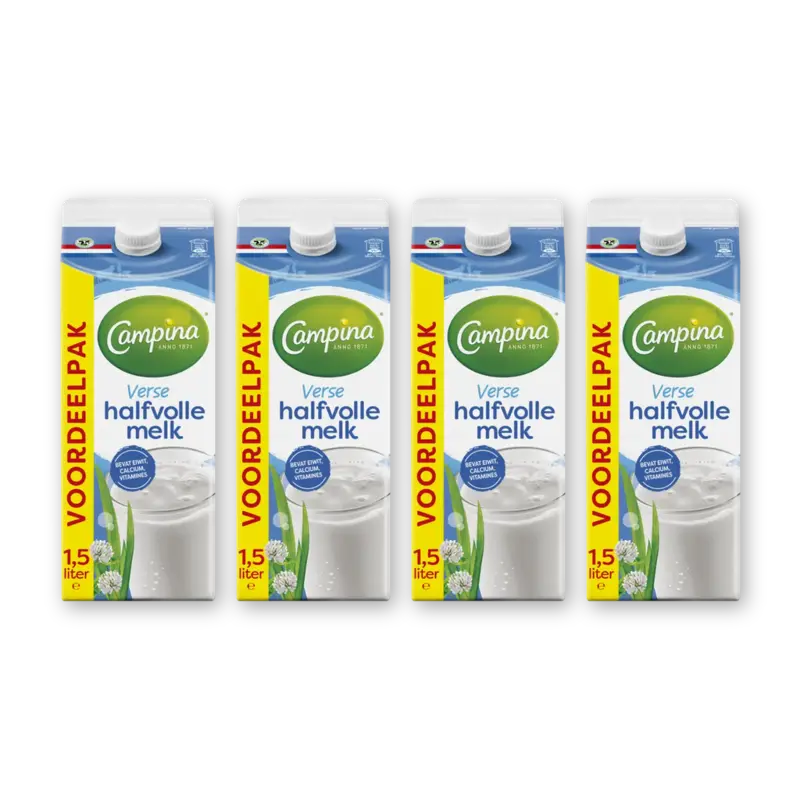 Halfvolle melk voordeelverpakking 4-pack