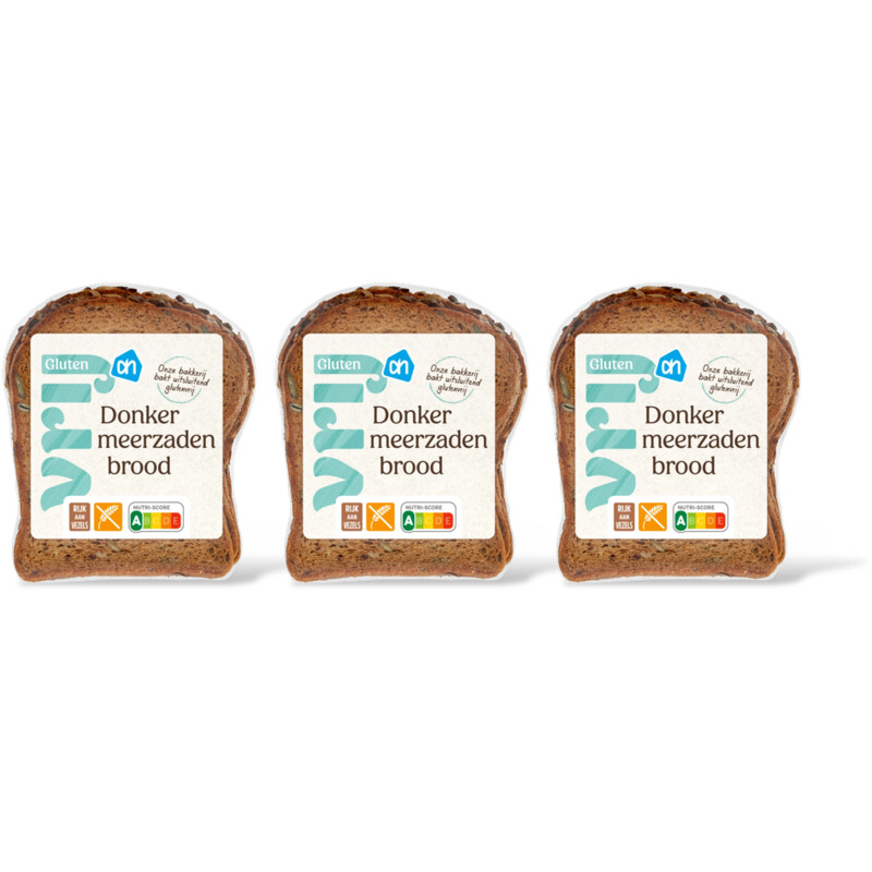 AH Glutenvrij Brood donker meerzaden half 3-pack