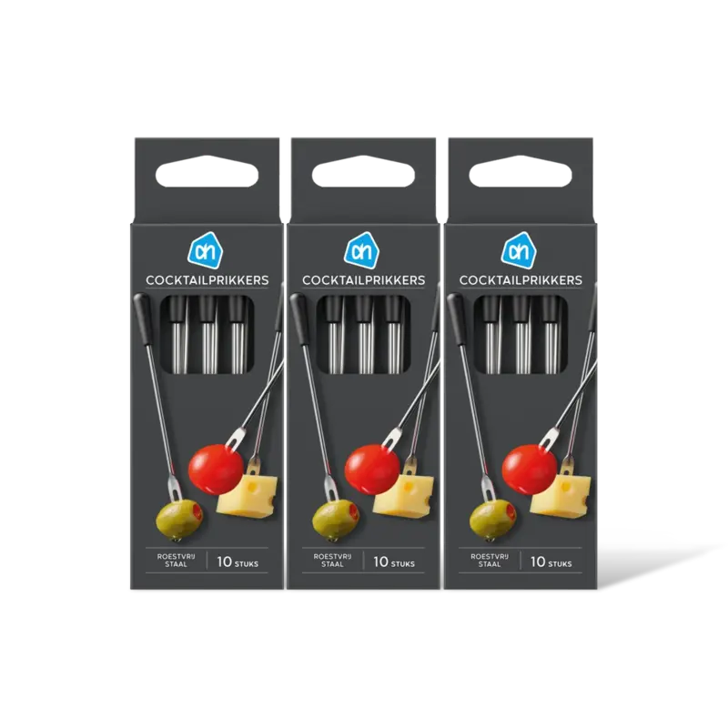 AH Cocktailprikkers roestvrijstaal 3-pack