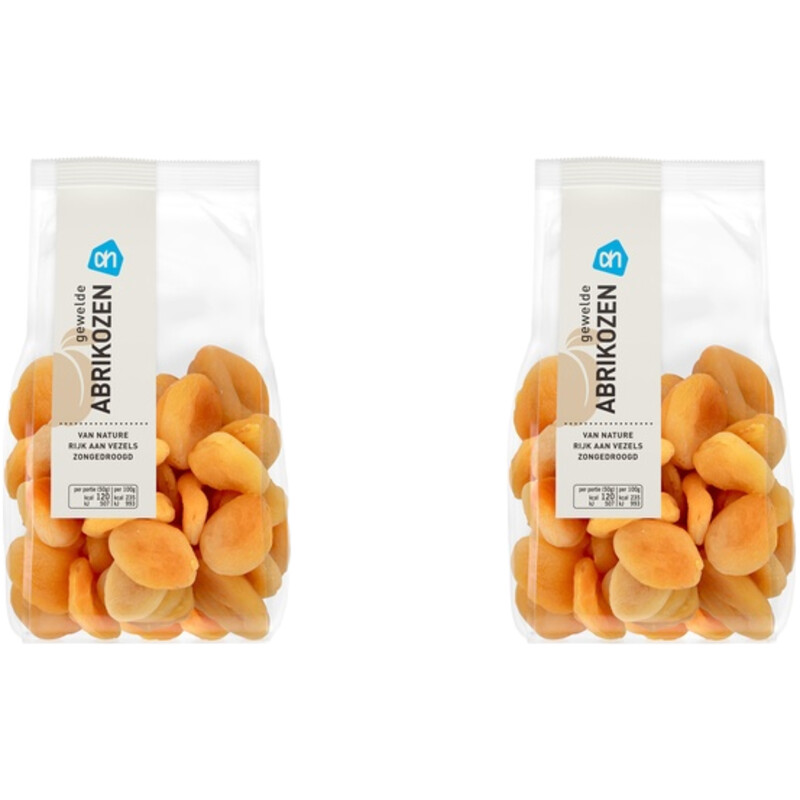 Een afbeelding van AH Gewelde gedroogde abrikozen 2-pack