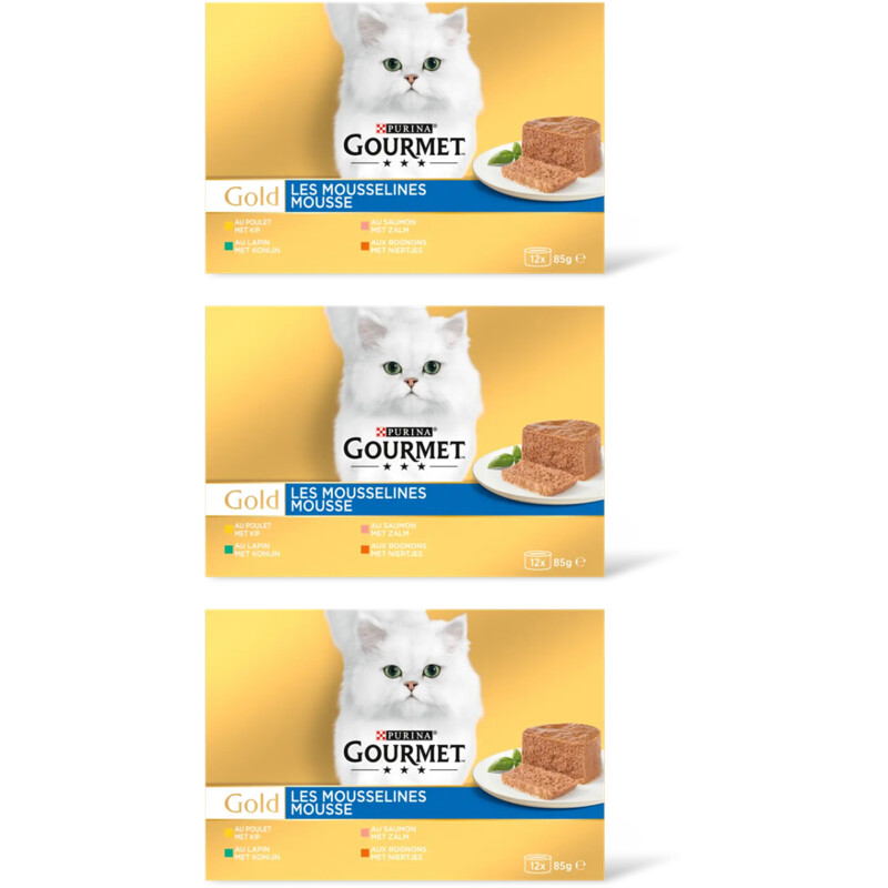 Gourmet Gold mousse kip zalm niertjes konijn 3pk