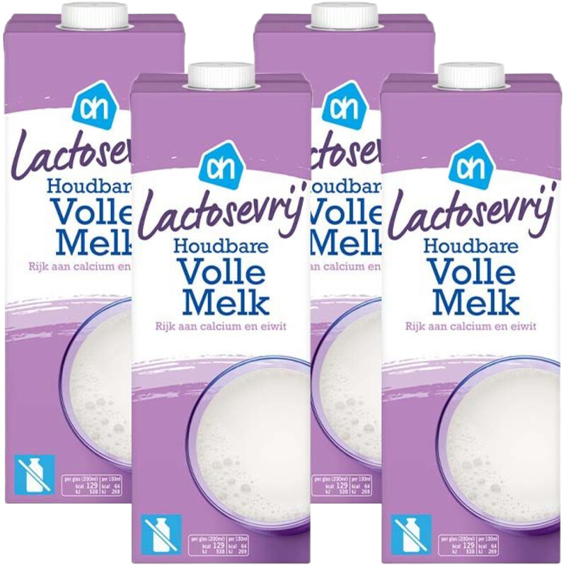 Een afbeelding van AH Lactosevrije volle melk 4-pack
