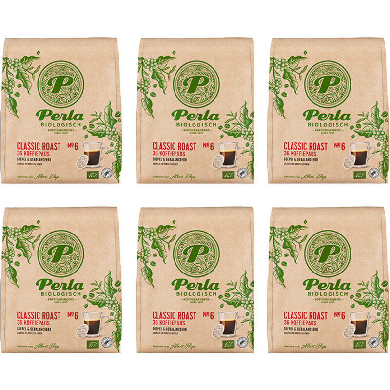 Een afbeelding van Perla Biologisch Classic roast koffiepads 6-pack
