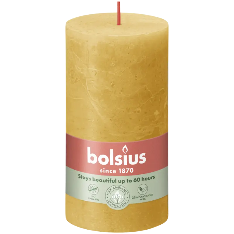 Bolsius Rustieke kaars okergeel 13cm