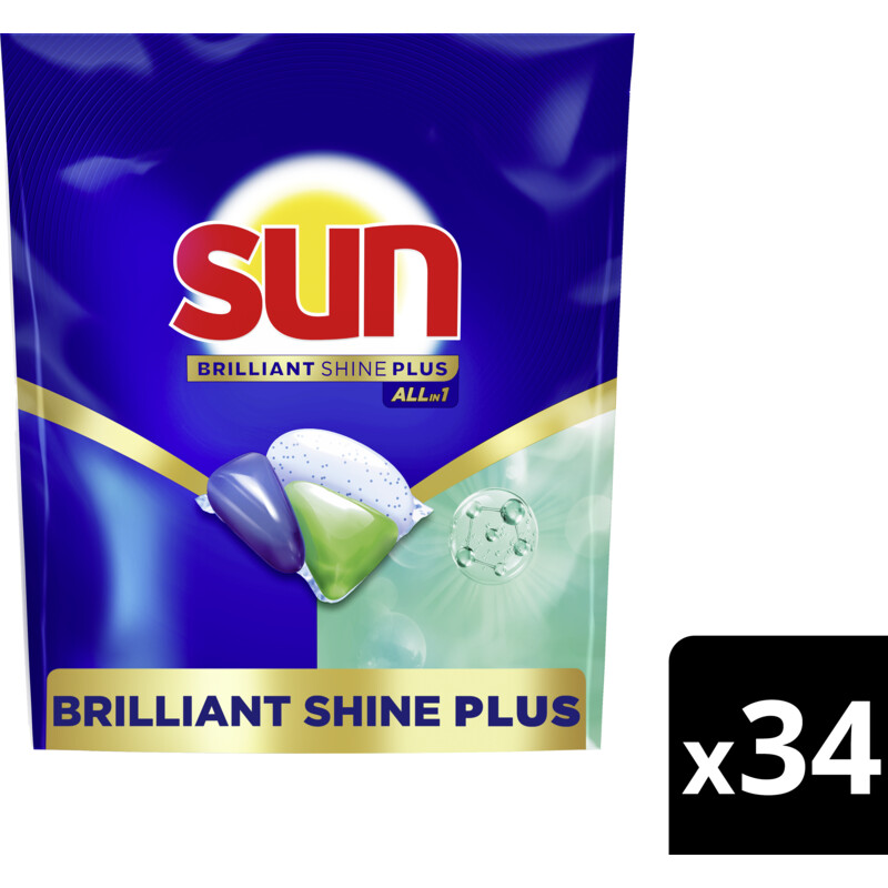 Een afbeelding van Sun Brilliant shine plus vaatwascapsules