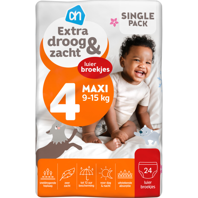 Een afbeelding van AH Extra droog en zacht pants maat 4