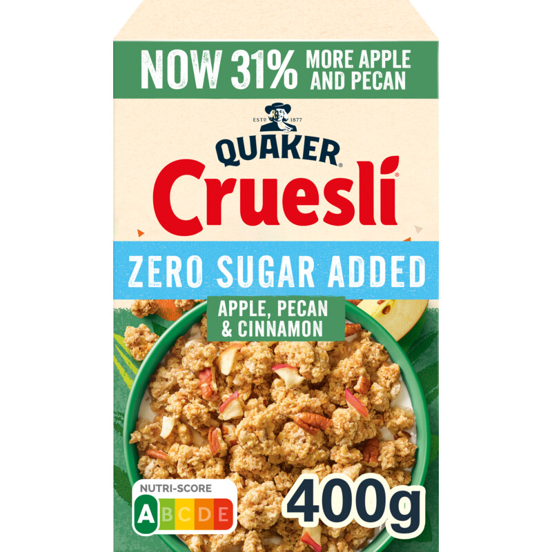 Een afbeelding van Quaker Zero sugar added apple, pecan & cinnamon