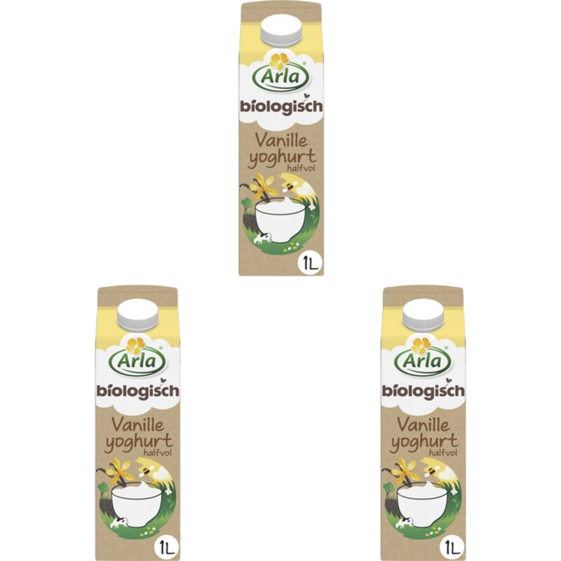 Een afbeelding van Arla Bio vanille yoghurt halfvol 3-pack