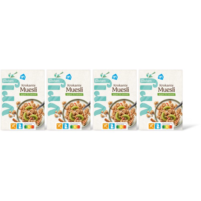 AH Glutenvrij Krokante muesli appel kaneel 4-pack