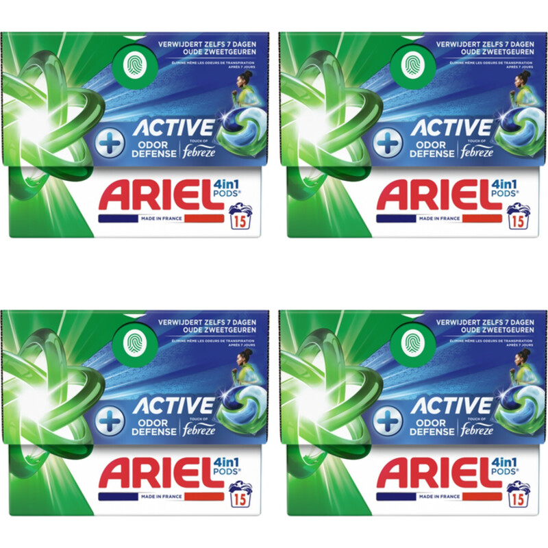 Ariel 4in1 pods+ active wasmiddelcap4-pack