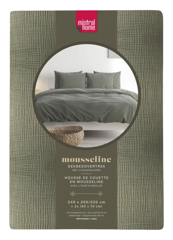 Mistral Home Dekbedovertrek mousseline groen 2-pers