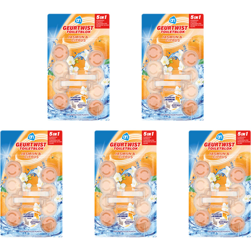 Een afbeelding van AH Geurtwist wcblok jasmijn & citrus 5-pack