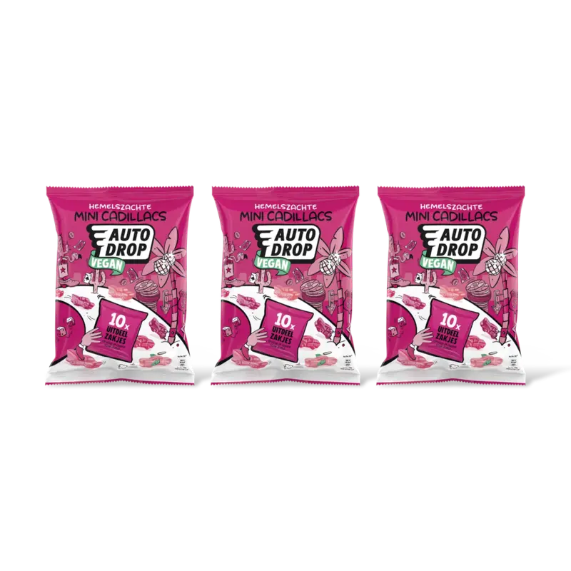 Autodrop Vegan mini cadillacs uitdeelzak 3-pack
