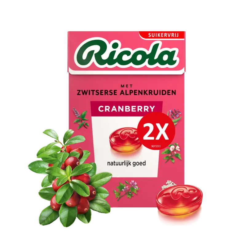 Ricola Cranberry suikervrij 2-pack
