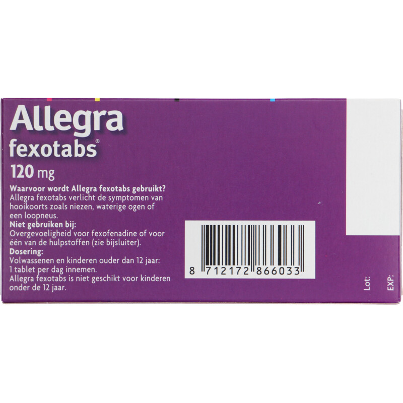 Een afbeelding van Allegra Fexotabs 120mg omhulde tabletten
