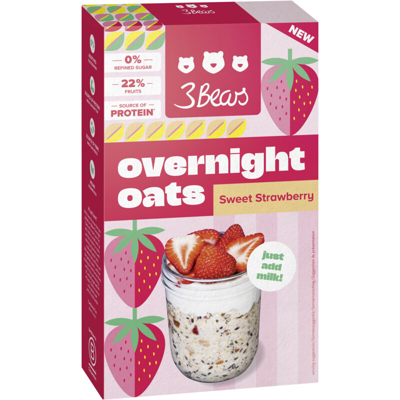 Een afbeelding van 3Bears Overnight oats sweet strawberry