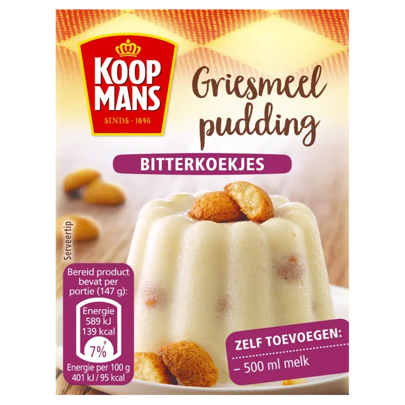 Koopmans Griesmeelpudding bitterkoekjes