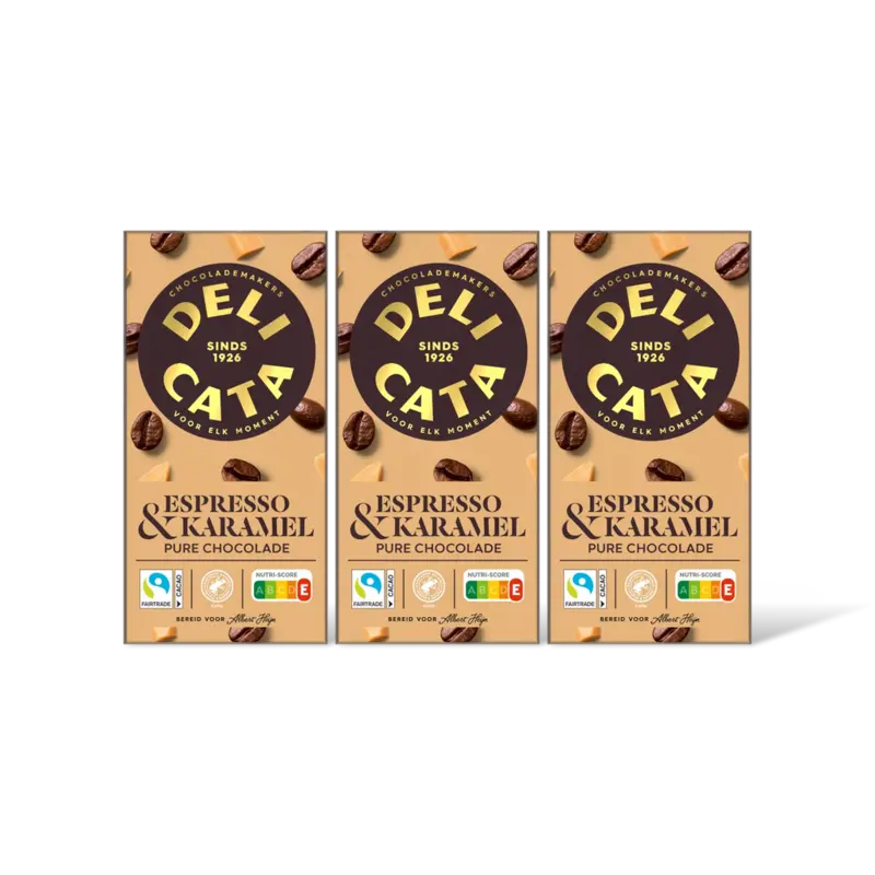 Delicata Reep espresso & karamel pure chocola 3pk
