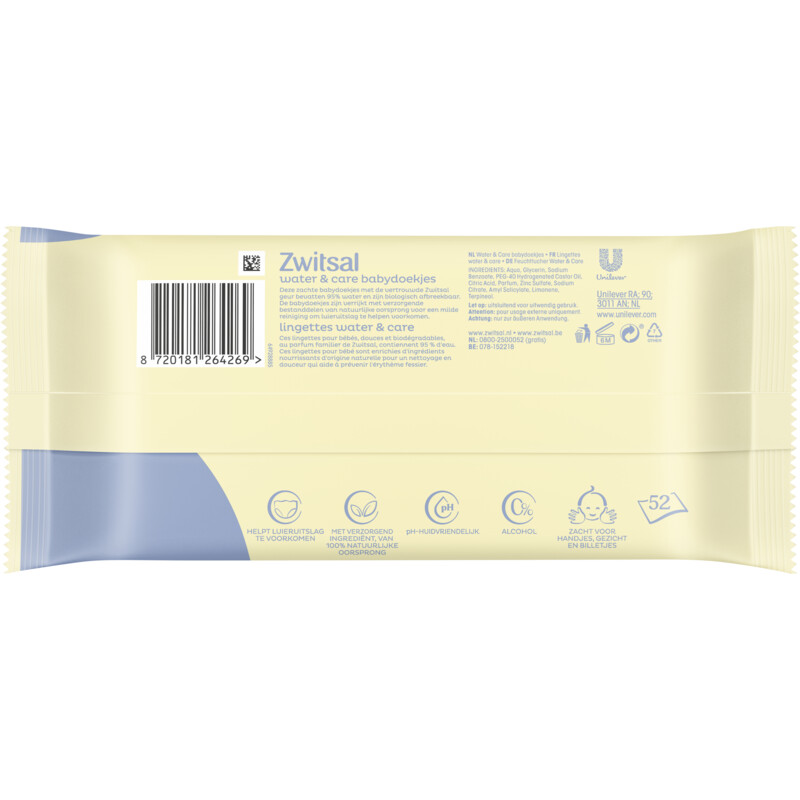 Een afbeelding van Zwitsal Water & care babydoekjes
