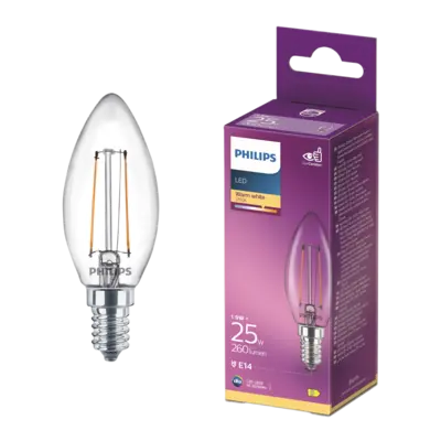 pdp-image-Philips Led fil kaars helder E14 25W