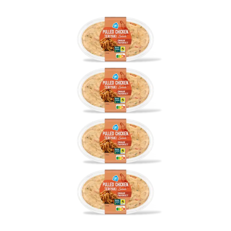 Pulled chicken teriyaki salade 4-pack