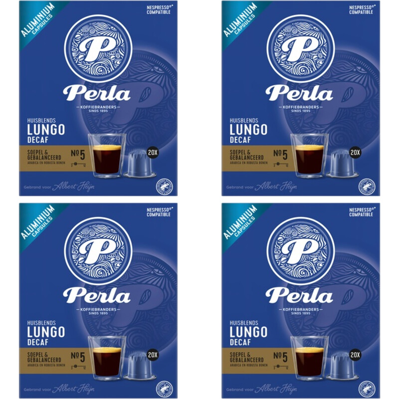 Een afbeelding van Perla Huisblends Lungo decaf capsules 4-pack