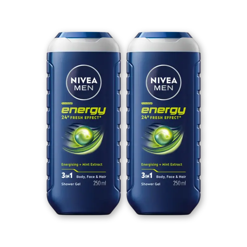 Men energy douchegel 3-in-1 met mint 2pk
