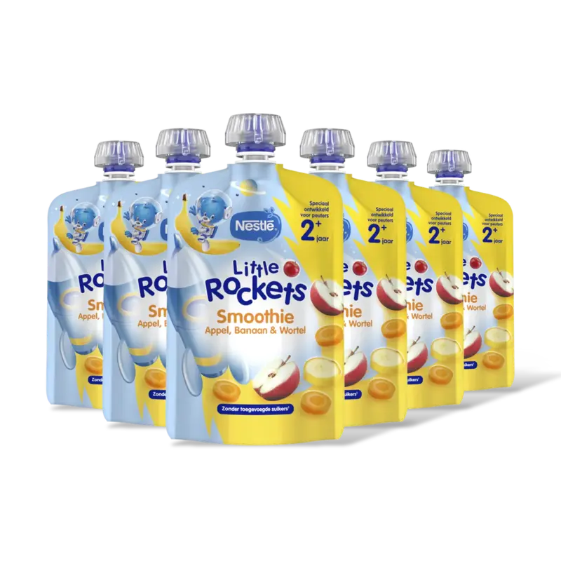 Little Rockets Knijpfruit banaan 2+ 6pk