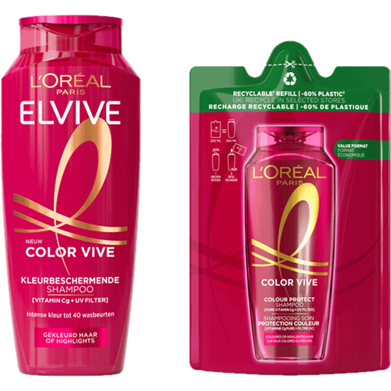 Een afbeelding van L'Oréal Paris Elvive Color Vive Shampoo Refill pakket