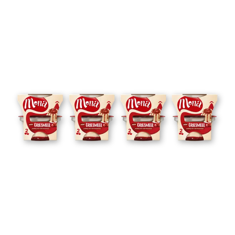 Mona Pudding griesmeel rode bessensaus 4-pack