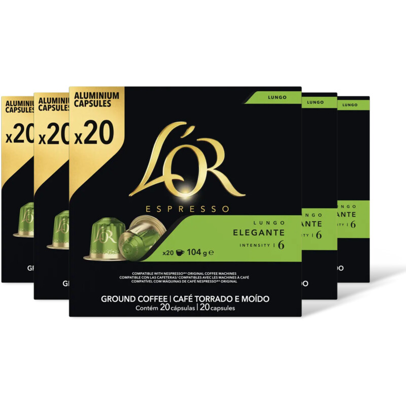 L'OR Espresso lungo elegante capsules 5-pack