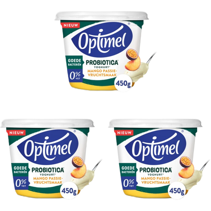 Een afbeelding van Optimel Probiotica yoghurt mango passie 3-pack