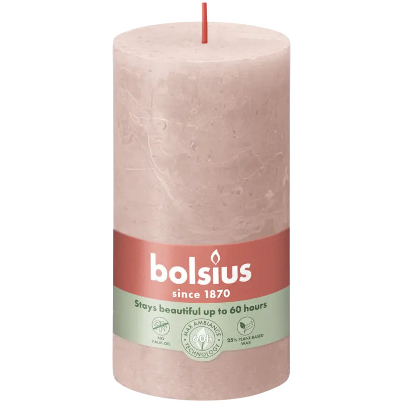 Bolsius Rustieke kaars 13cm misty pink
