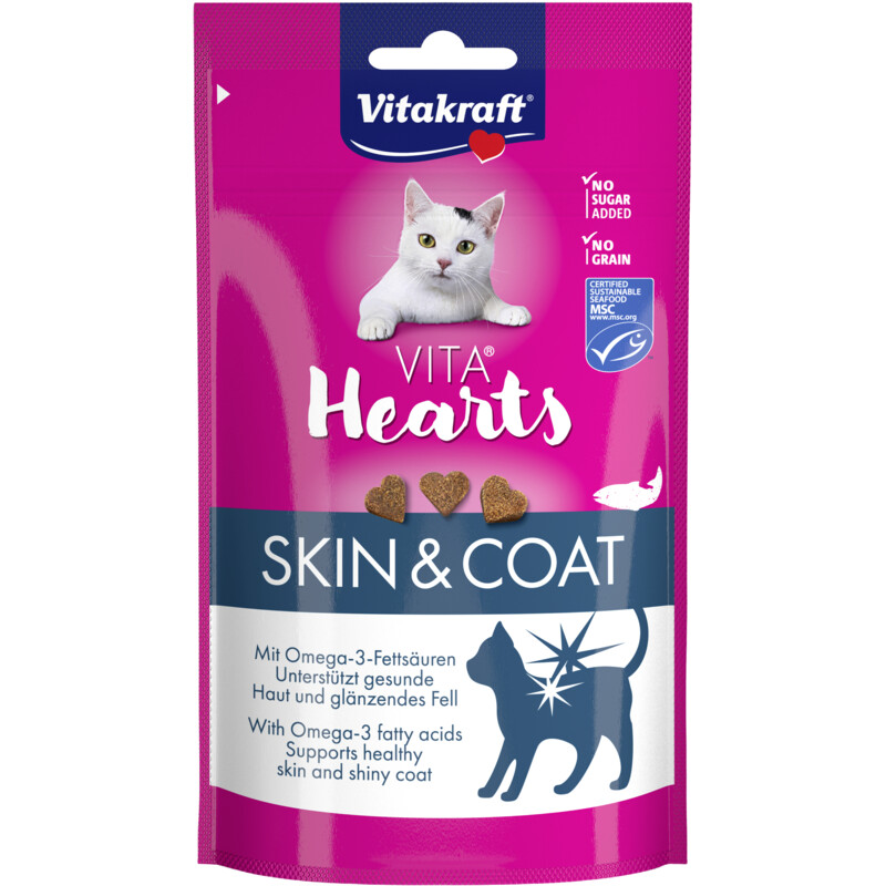 Een afbeelding van Vitakraft Vita hearts huid & vacht zalm