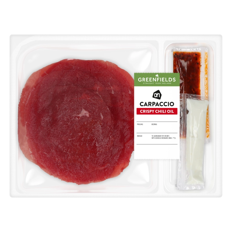 AH Greenfields Carpaccio crispy chili oil