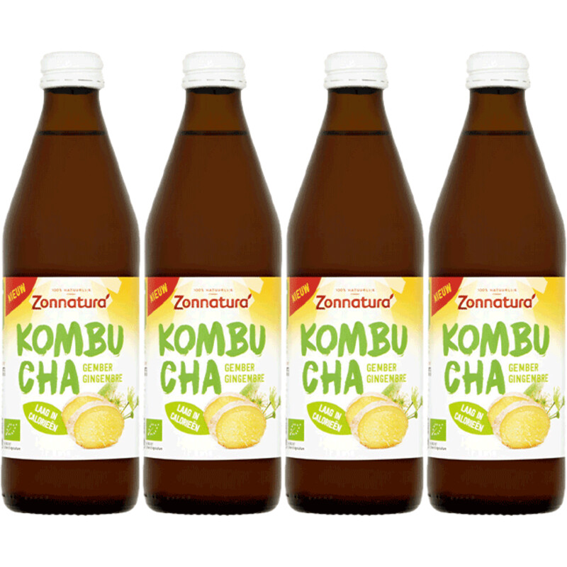 Een afbeelding van Zonnatura Kombucha gember 4-pack